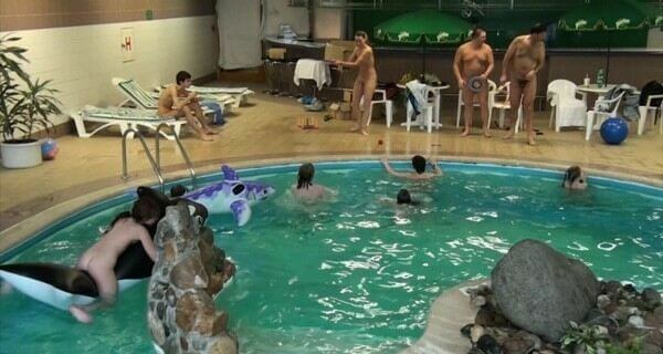 Indoor Dolphin Ride Full HD video - Naturists love movement and activity