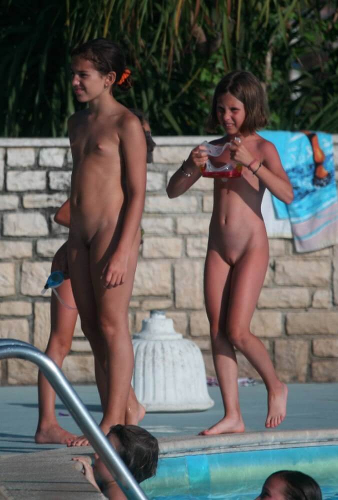 Two Poolside Nudist Girls pics - Being yourself is part of nudism